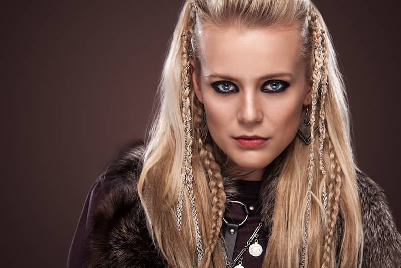 woman wearing Nordic Viking makeup for females