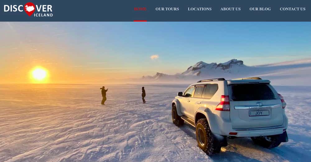 Discover Iceland website homepage