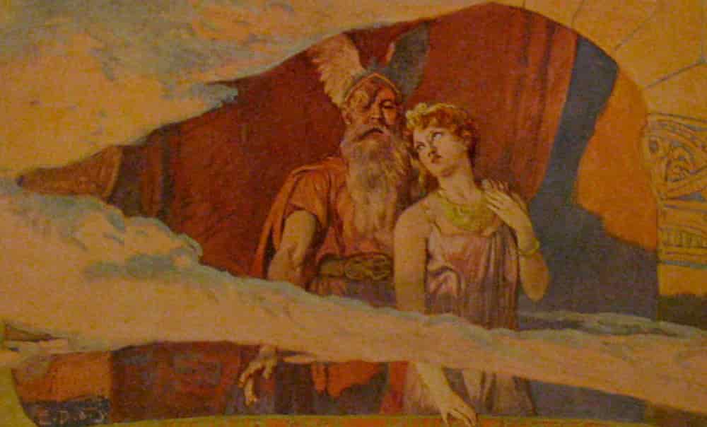 Illustration of Frea and Wodan/Odin after having lost his eye