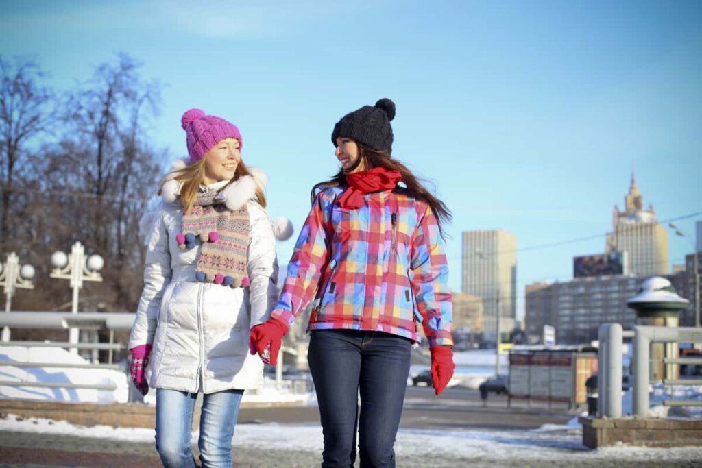 friends walking outside as part of their life in Sweden