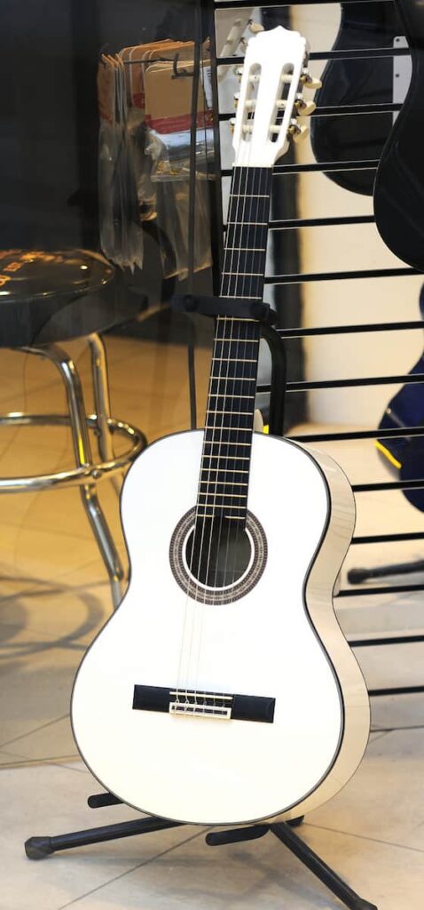 a white acoustic guitar